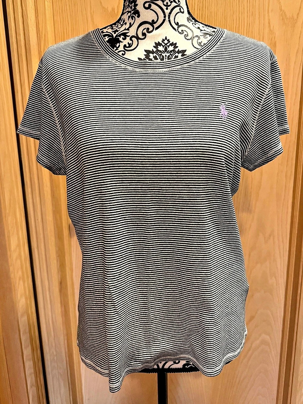 Polo Ralph Lauren Striped Short Sleeve Tee in Black & White Size Medium